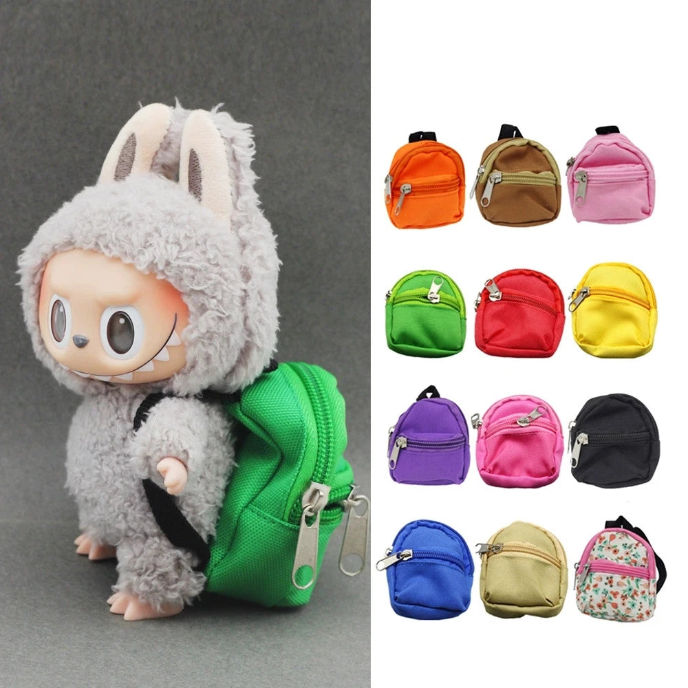 Mini Labubu Doll'S Clothes Outfit Accessories For Ropa Labubu Idol 10cm cotton doll 1/6 BJD Canva Backpack Glasses Hat Clothing