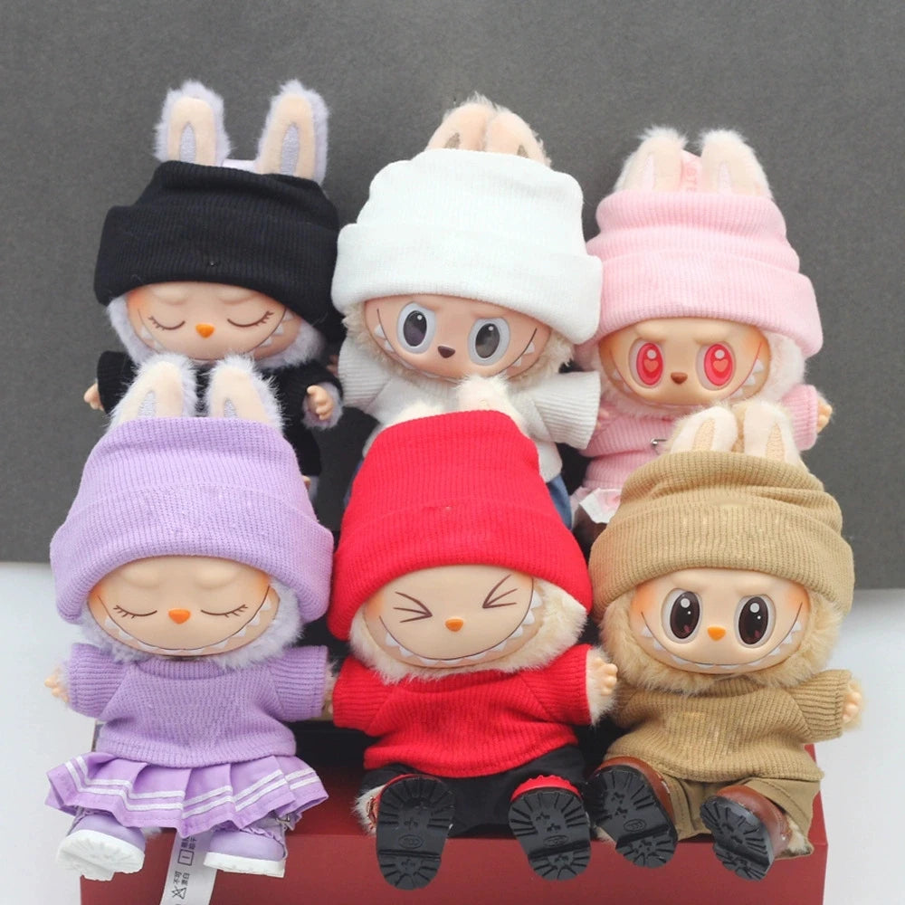 Mini Labubu Doll'S Clothes Outfit Accessories For Ropa Labubu Idol 10cm cotton doll 1/6 BJD Canva Backpack Glasses Hat Clothing