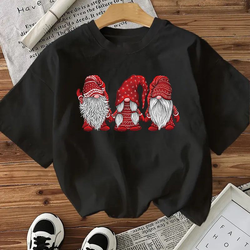 Doll Cotton Women's Short Sleeve Fashion Style Top American Christmas New Arrival