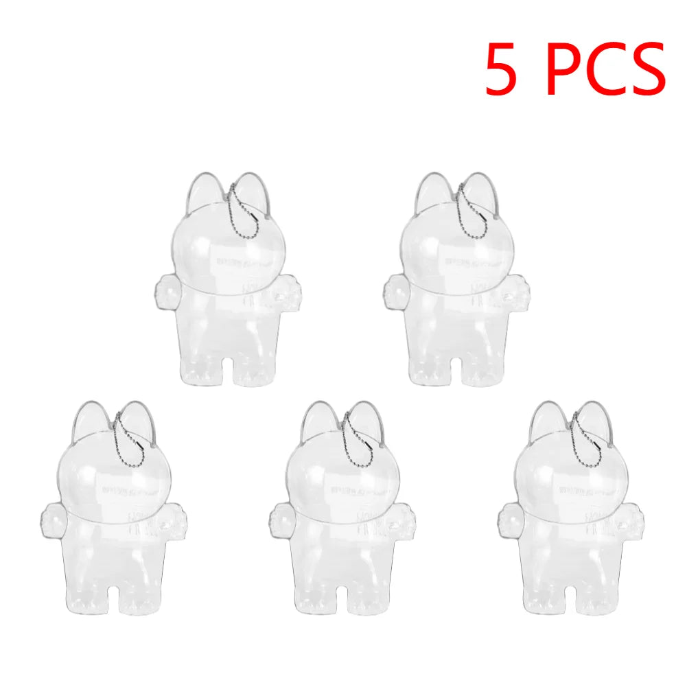2025 LABUBU Clear Macaron Case Dust Case Popmart Bubble Mart Doll Accessories Elf Doll Cover Storage Box Christmas New Year Gift