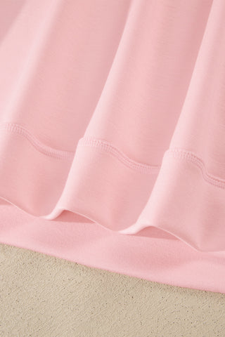 Yellow Cream Solid Color Exposed Seam Mock Neck Oversize Tee Casual Shorts 2pcs Outfit