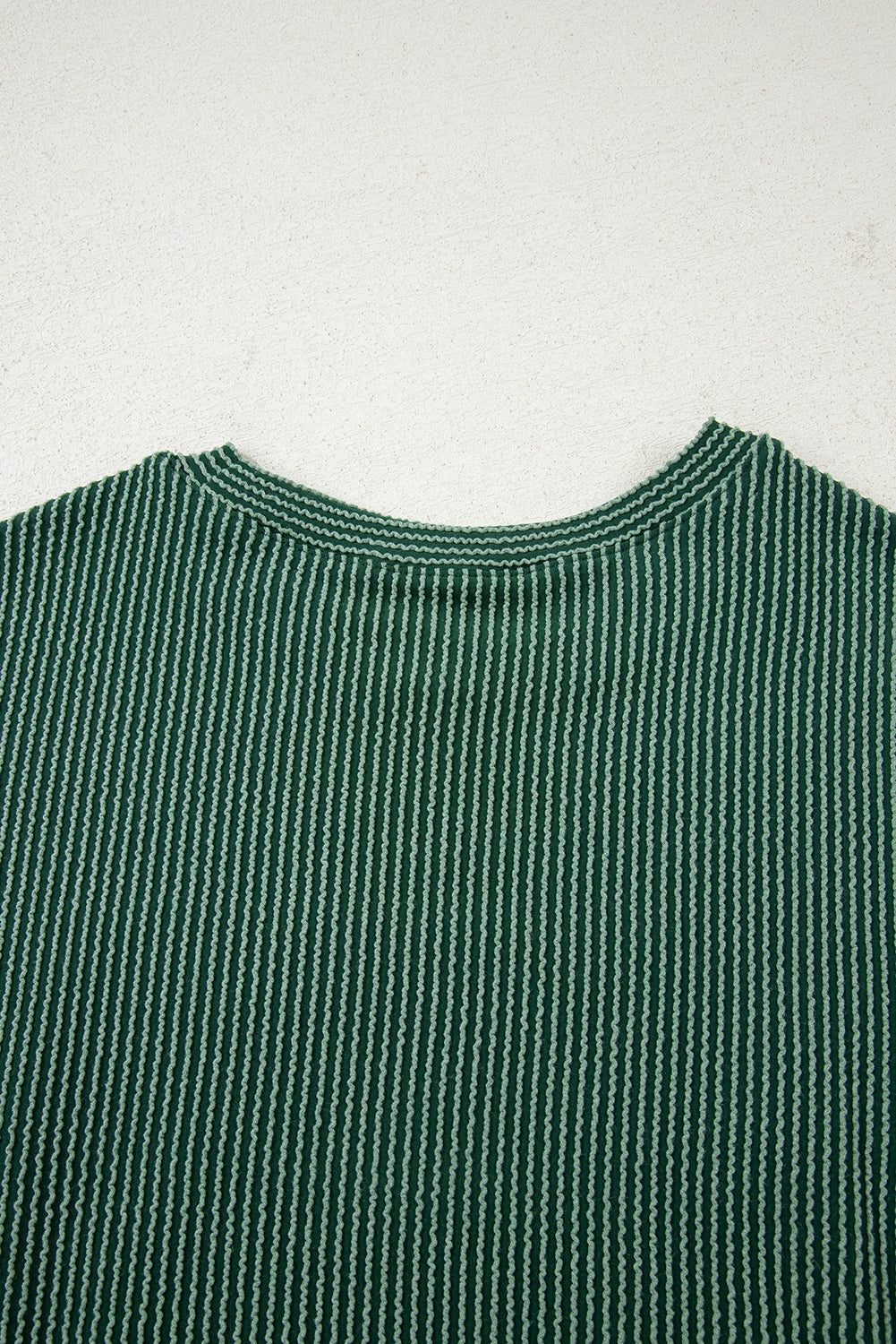 Blackish Green Twisted Rib Outlined Merry Letter Graphic Loose Long Sleeve Top