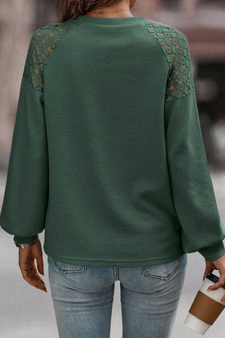 Chestnut Lace Long Sleeve Textured Pullover