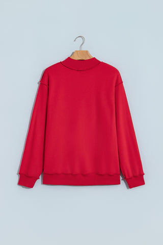 Fiery Red Jesus Saves Slogan Print Stand Neck Baggy Sweatshirt