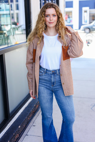 Start Your Day Rust Flannel Plaid Oversized Shacket