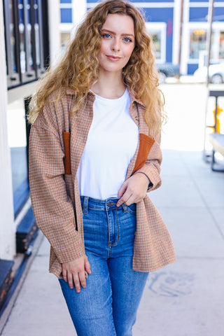 Start Your Day Rust Flannel Plaid Oversized Shacket