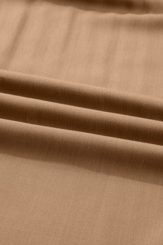 Chestnut Smocked V Neckline Leopard Piping Accent Bracelet Plus Size Long Dress