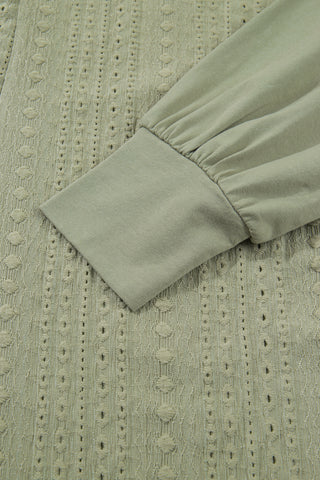 Laurel Green Jacquard Frilled Ruffled Long Sleeve Mini Dress