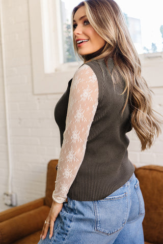 Chicory Coffee Western Ribbed Knit High Neck Sleeveless Waist Slim Fit Sweater Vest