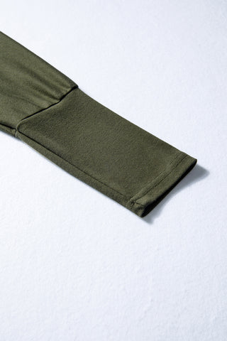 Four Leaf Clover Solid Color Extended Cuffs Long Sleeve Top