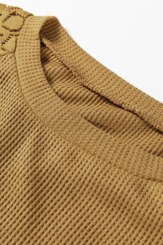 Chestnut Lace Long Sleeve Textured Pullover