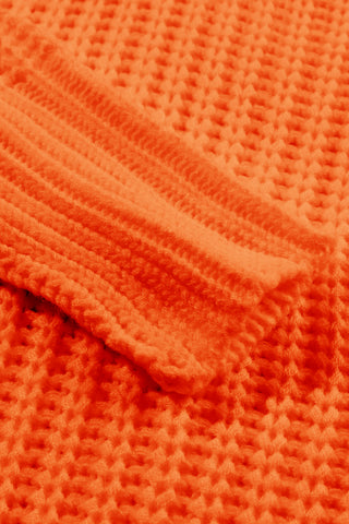Orange Ribbed Knit Round Neck Slouchy Chunky Sweater