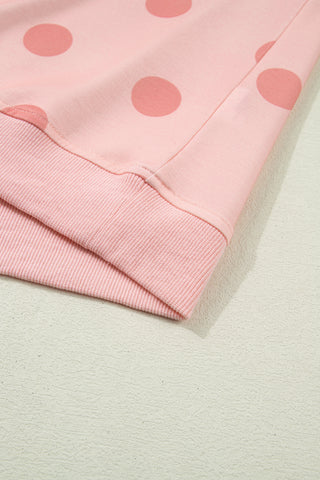Pink Ribbed Trim Polka Dot Print Tank Split Mini Skort 2pcs Set