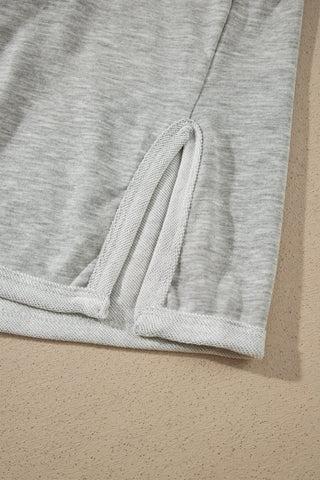 Light Grey Long Sleeve Patch Embroidery Tunic Plus Size Blouse