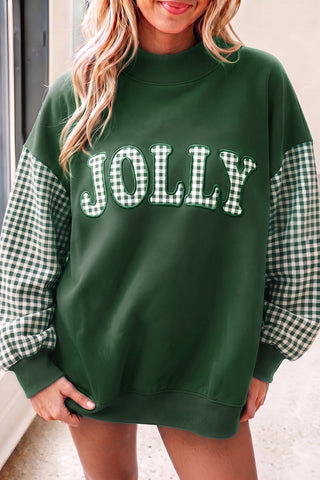 Fiery Red Gingham Plaid Oversized Pullover Sweatshirt