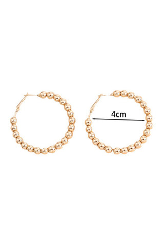 Gold Plated Beads Alloy Hoop Earrings