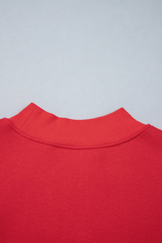 Fiery Red Gingham Plaid Oversized Pullover Sweatshirt