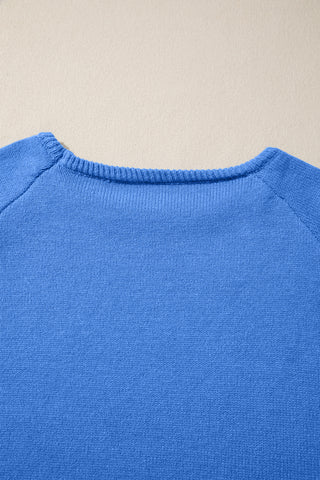 White Solid Color Knit Loose Bracelet Sleeve Dolman Sweater