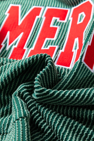 Black MERRY Corded Long Sleeve Top and Pockets Pants Set