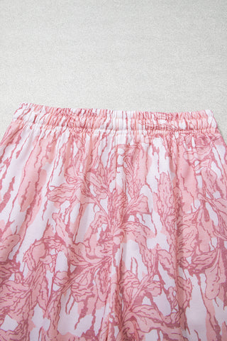Multicolour Abstract Floral Print Loose Pullover Drawstring Pants 2pcs Set