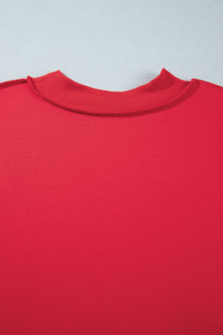 Racing Red Exposed Seam Detail Reversible Double Wear Plus Size Sweatshirt