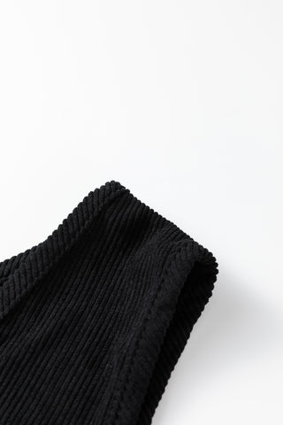 Black Plus Size Corduroy Patch Pocket Sleeveless Mini Dress