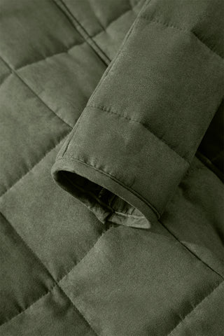 Green Zip-Up Pocket Quilted Jacket