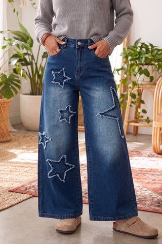 Ashleigh Blue Star Decorated Wide Leg Jeans