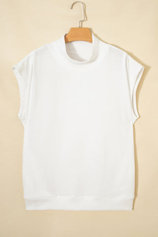 Racing Red Solid Color High Neck Cap Sleeve Loose Top