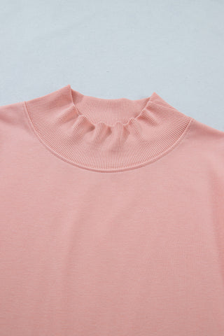 Racing Red Solid Color High Neck Cap Sleeve Loose Top