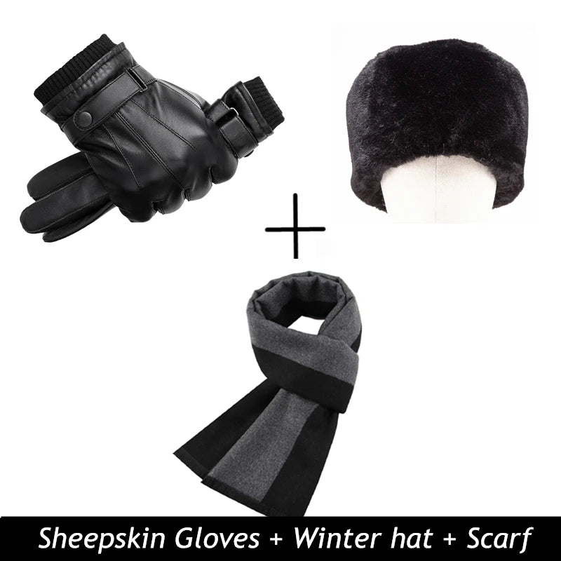 BISON DENIM Men Genuine Sheepskin Leather Gloves