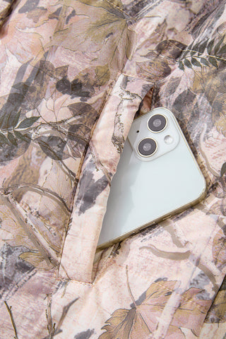 Brown Camo Leaf Print Winter Puffer Vest