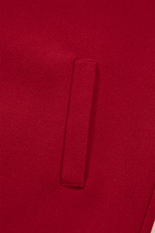 Racing Red Contrast Cuffed Drop Shoulder Zip up Tunic Hoodie