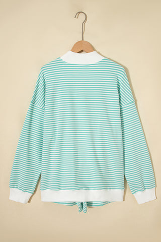 Green Stripe Oversize Mock Neck Sweatshirt and Shorts Set