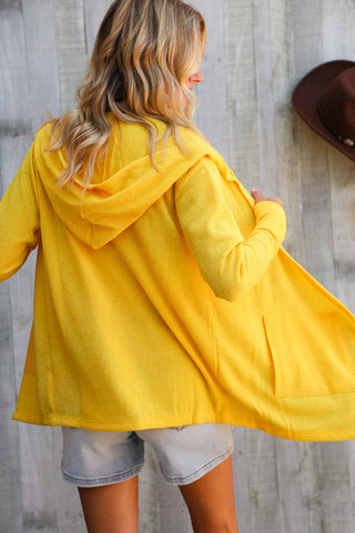 Coastal Breeze Sunflower Long Sleeve Open Hoodie Cardigan