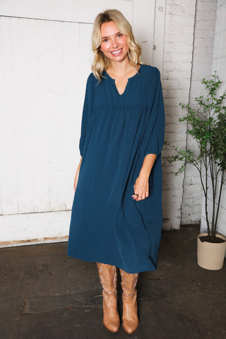 Saphire Skies Woven Crinkled Dress