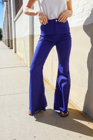 All You Need Sapphire High Waist Flare Leg Denim Jeans