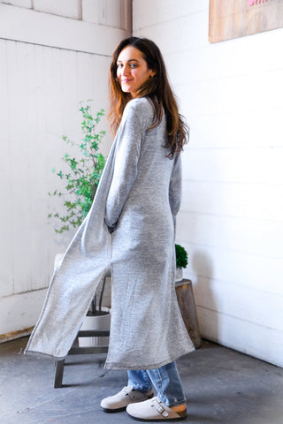 Cool Mornings Grey Open Duster Cardigan
