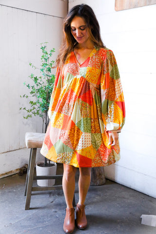 Harvest Patchwork Dreams Thermal Babydoll Bubble Dress