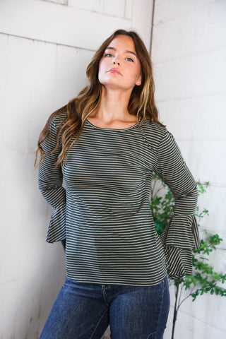 Sassy in Stripes Olive Blouse