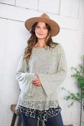 For the Love of Lace Leopard Trim Sweater