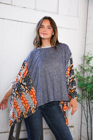 In A Paisley Daydream French Terry Poncho Top