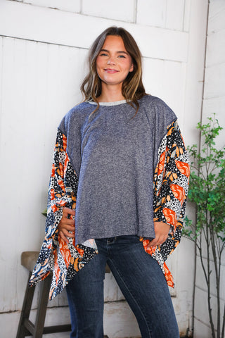 In A Paisley Daydream French Terry Poncho Top