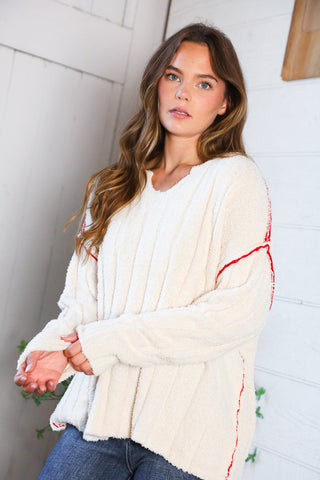 Snuggle Me Cream Thick Ribbed Sweater