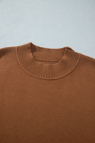 Chestnut Oversized Ribbed Knit Long Sleeve Tunic Plus Size Sweater