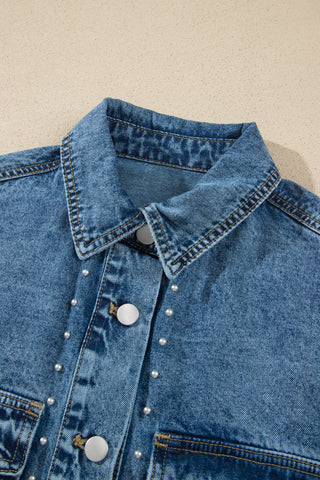 Sail Blue Rivet Embellished Western Style Regular Fit Long Sleeve Denim Jacket