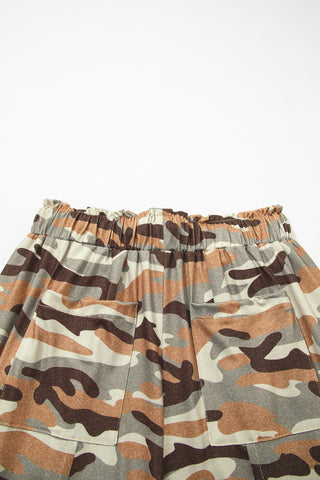 Green Camouflage Printed Drawstring Elastic Waist Jogger Pants