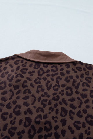 Brown Plus Size Leopard Short Set