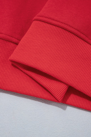 Fiery Red Gingham Plaid Oversized Pullover Sweatshirt
