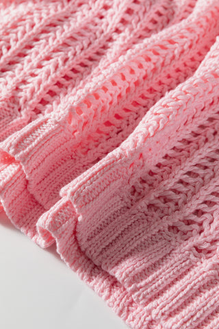 White Plus Size Open Knit Bow Tie Short Sleeve Sweater